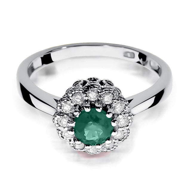 Inel Aur 14K cu Smarald 0.50 ct si Diamante Naturale 0.17 ct