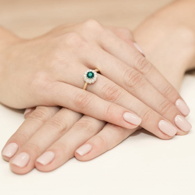 Inel Aur 14K cu Smarald 0.50 ct si Diamante Naturale 0.17 ct