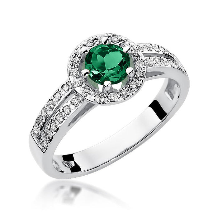 Inel Aur 14K cu Smarald 0.50 ct si Diamante Naturale 0.20 ct