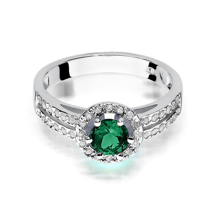 Inel Aur 14K cu Smarald 0.50 ct si Diamante Naturale 0.20 ct