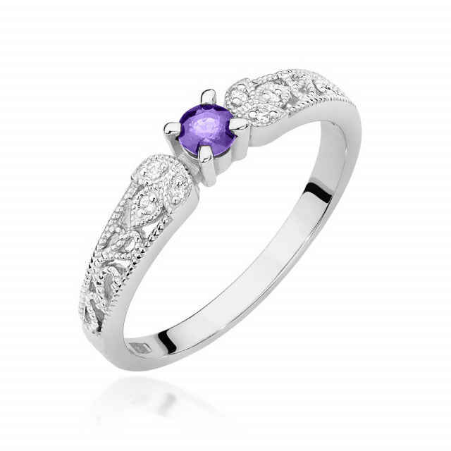 Inel Aur 14K cu Tanzanit 0.15 ct si Diamante Naturale 0.03 ct