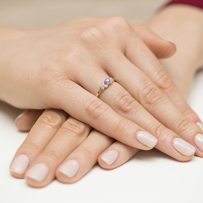 Inel Aur 14K cu Tanzanit 0.15 ct si Diamante Naturale 0.02 ct