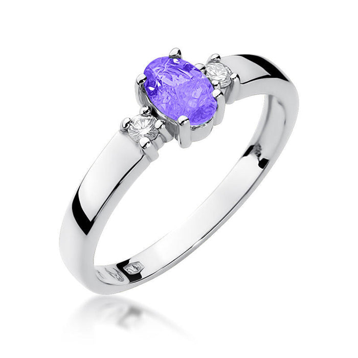 Inel Aur 14K cu Tanzanit 0.40 ct si Diamante Naturale 0.08 ct