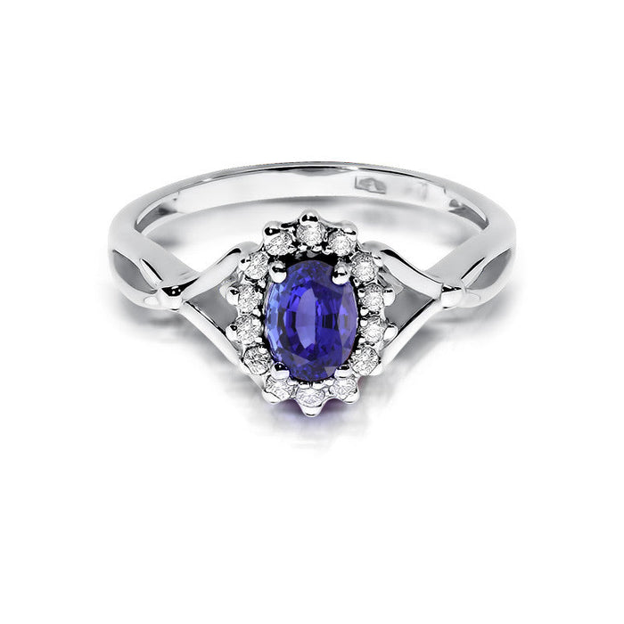 Inel Aur 14K cu Tanzanit 0.40 ct si Diamante Naturale 0.28 ct