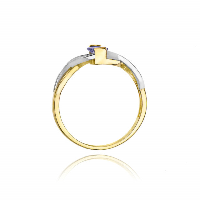 Inel Aur 14K cu Tanzanit 0.40 ct si Diamante Naturale 0.05 ct