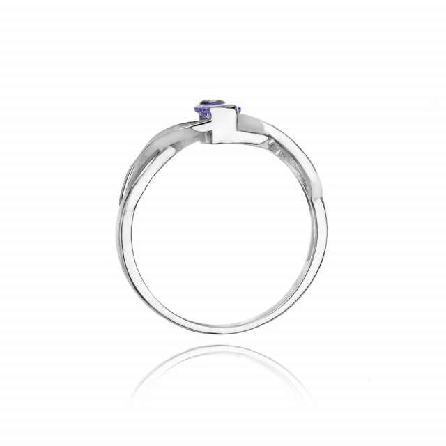 Inel Aur 14K cu Tanzanit 0.40 ct si Diamante Naturale 0.05 ct