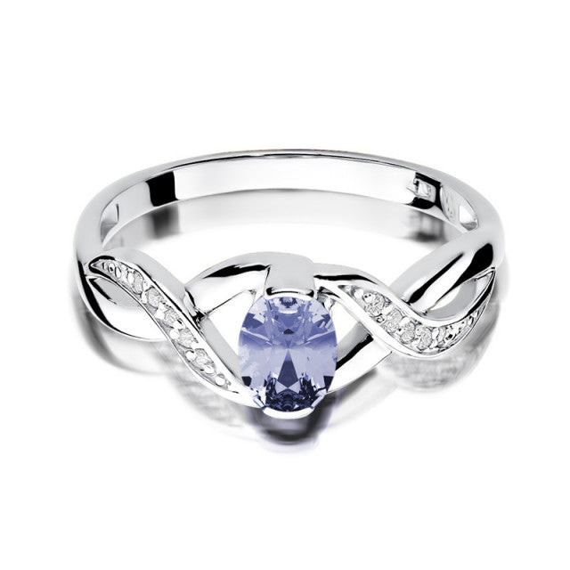 Inel Aur 14K cu Tanzanit 0.40 ct si Diamante Naturale 0.05 ct