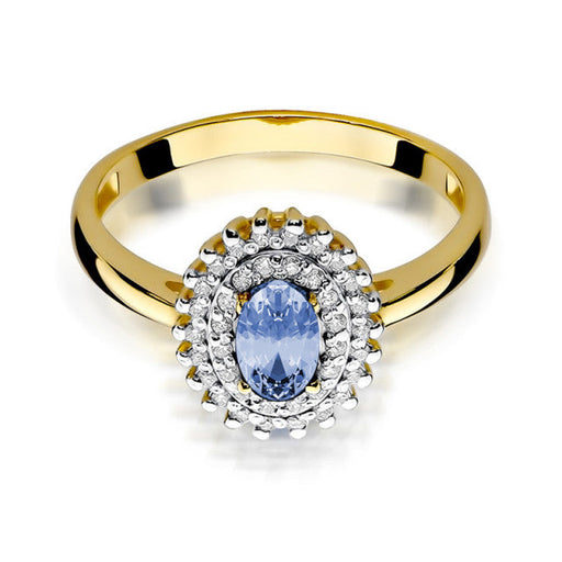 Inel Aur 14K cu Tanzanit 0.40 ct si Diamante Naturale 0.20 ct