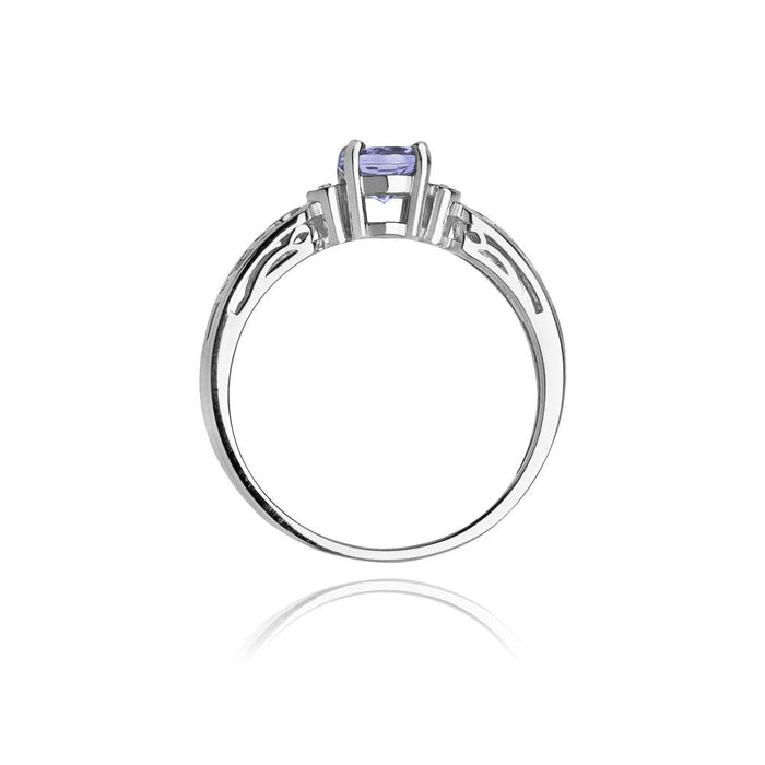 Inel Aur 14K cu Tanzanit 0.50 ct si Diamante Naturale 0.02 ct