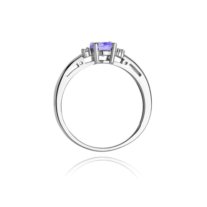 Inel Aur 14K cu Tanzanit 0.50 ct si Diamante Naturale 0.03 ct