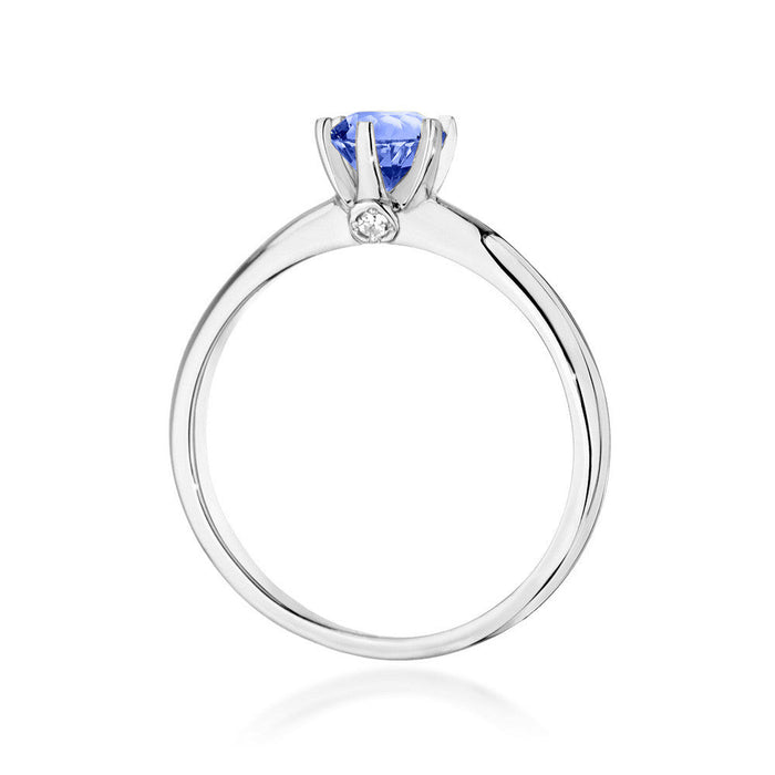 Inel Aur 14K cu Tanzanit 0.50 ct si Diamante Naturale 0.04 ct