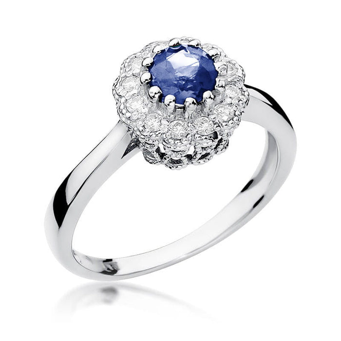 Inel Aur 14K cu Tanzanit 0.50 ct si Diamante Naturale 0.17 ct