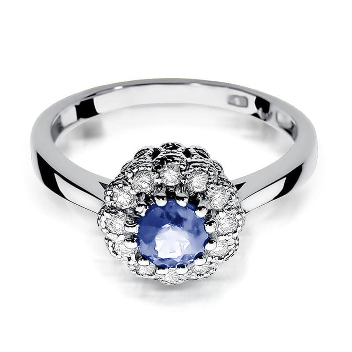 Inel Aur 14K cu Tanzanit 0.50 ct si Diamante Naturale 0.17 ct