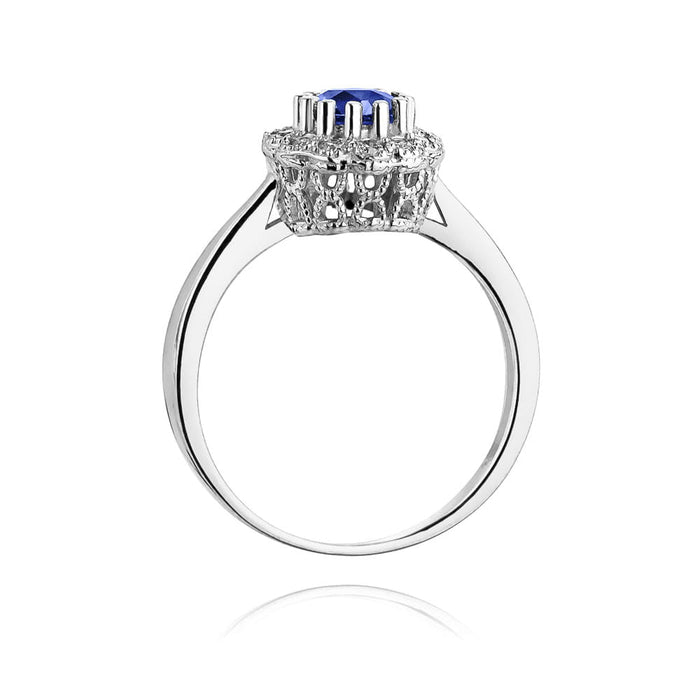 Inel Aur 14K cu Tanzanit 0.50 ct si Diamante Naturale 0.17 ct