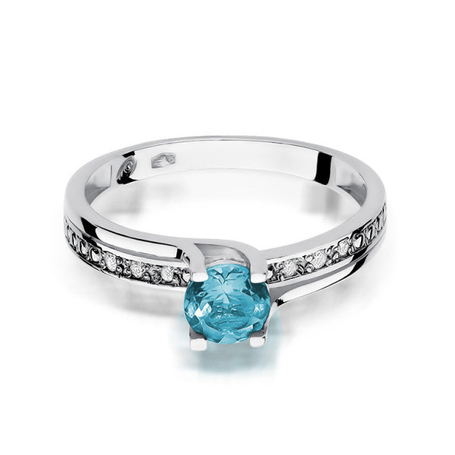 Inel Aur 14K cu Topaz 0.50 ct si Diamante Naturale 0.03 ct