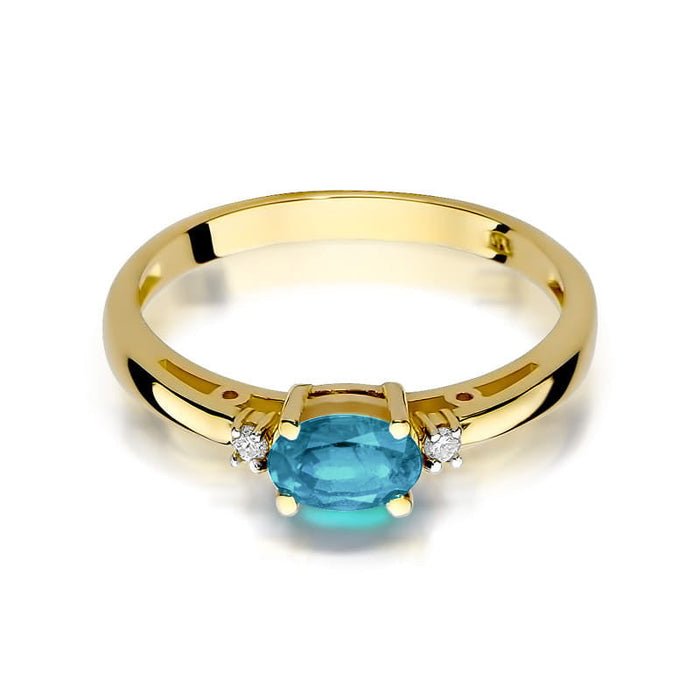 Inel Aur 14K cu Topaz 0.50 ct si Diamante Naturale 0.03 ct