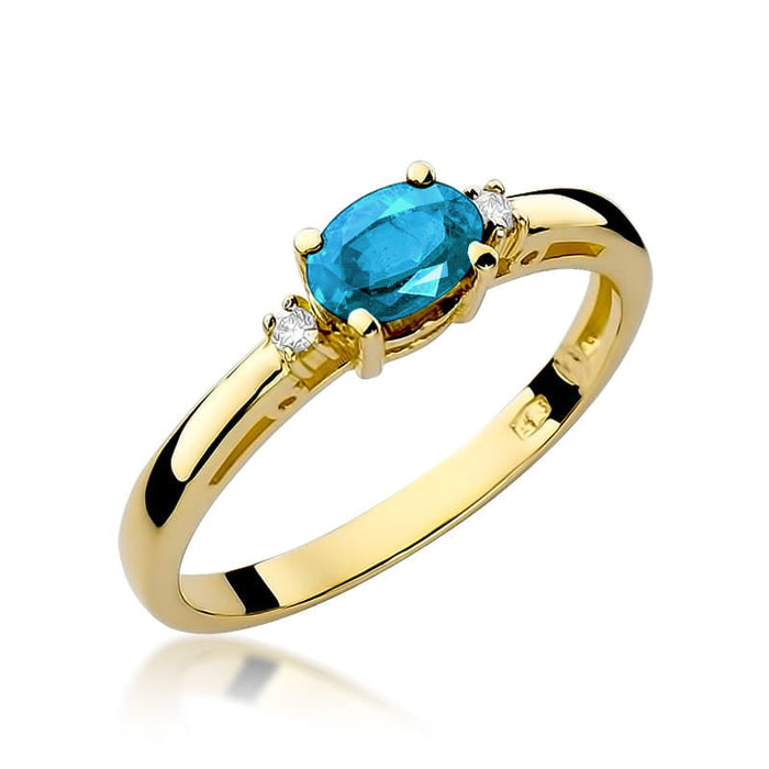 Inel Aur 14K cu Topaz 0.50 ct si Diamante Naturale 0.03 ct