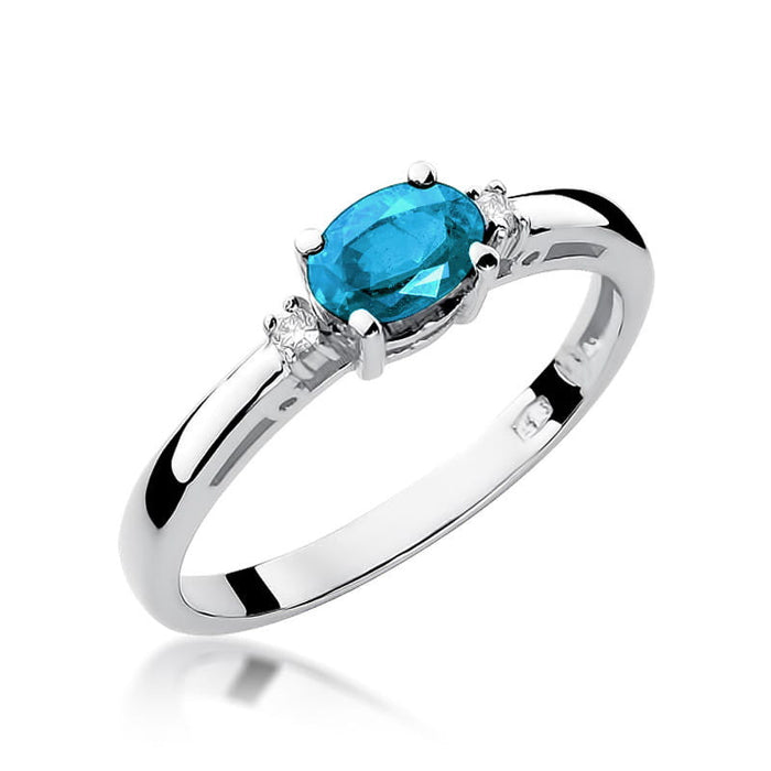 Inel Aur 14K cu Topaz 0.50 ct si Diamante Naturale 0.03 ct