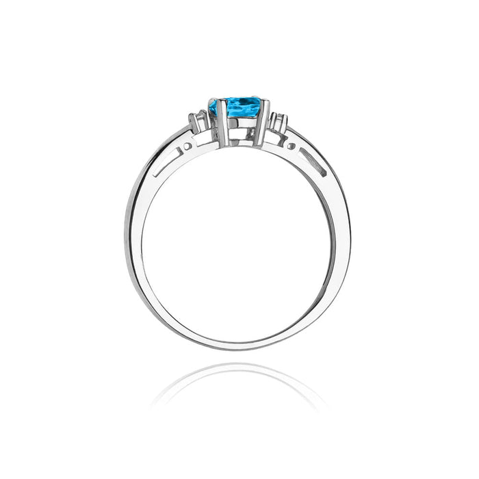 Inel Aur 14K cu Topaz 0.50 ct si Diamante Naturale 0.03 ct