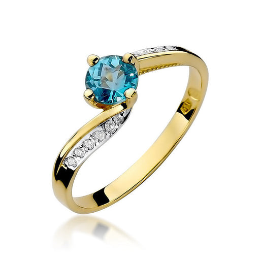 Inel Aur 14K cu Topaz Swiss 0.50 ct si Diamante Naturale 0.05 ct