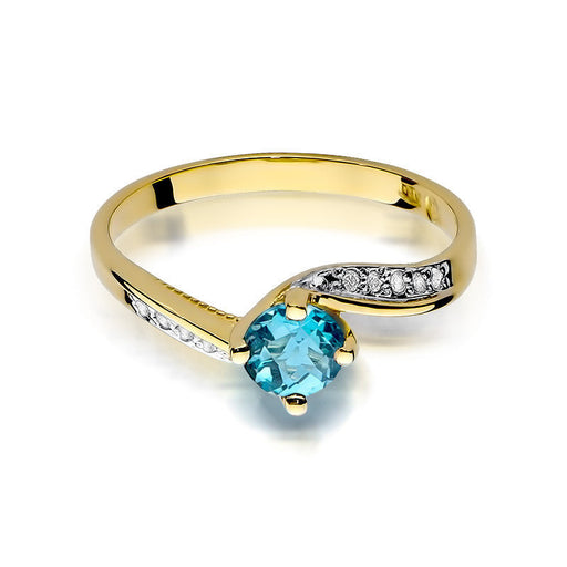 Inel Aur 14K cu Topaz 0.50 ct si Diamante Naturale 0.05 ct