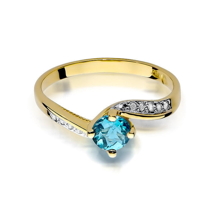 Inel Aur 14K cu Topaz 0.50 ct si Diamante Naturale 0.05 ct