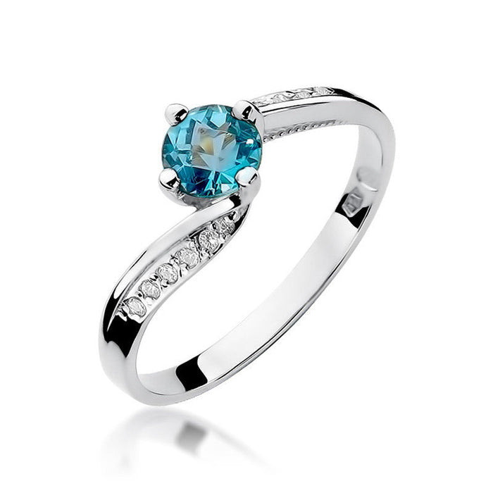 Inel Aur 14K cu Topaz Swiss 0.50 ct si Diamante Naturale 0.05 ct