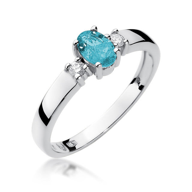 Inel Aur 14K cu Topaz 0.50 ct si Diamante Naturale 0.08 ct