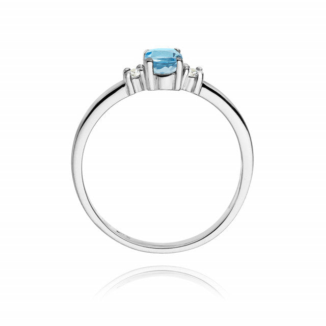 Inel Aur 14K cu Topaz 0.50 ct si Diamante Naturale 0.08 ct