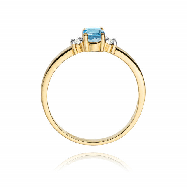 Inel Aur 14K cu Topaz 0.50 ct si Diamante Naturale 0.08 ct