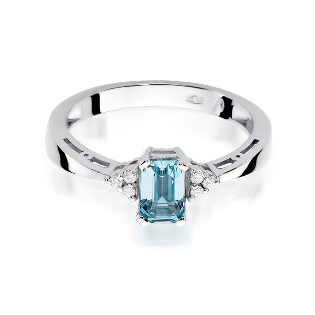 Inel Aur 14K cu Topaz Swiss 0.65 ct si Diamante Naturale 0.03 ct