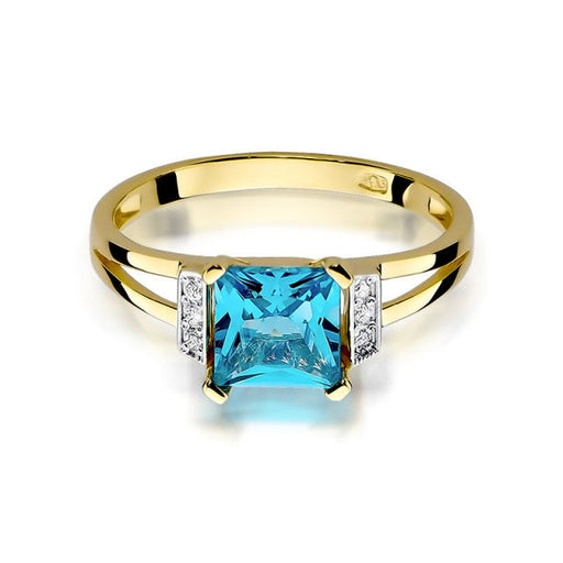 Inel Aur 14K cu Topaz 1.40 ct si Diamante Naturale 0.03 ct