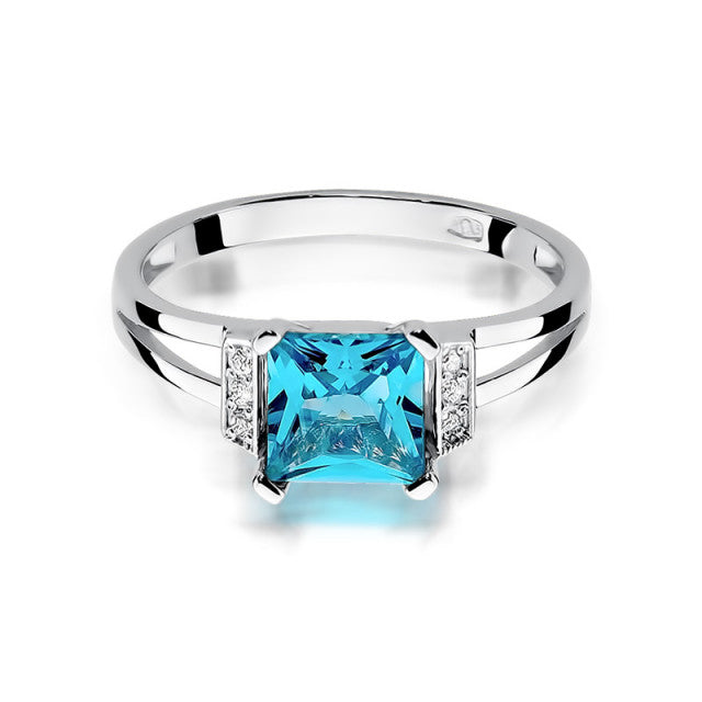 Inel Aur 14K cu Topaz 1.40 ct si Diamante Naturale 0.03 ct