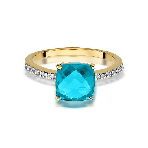 Inel Aur 14K cu Topaz 2.00 ct si Diamante Naturale 0.07 ct