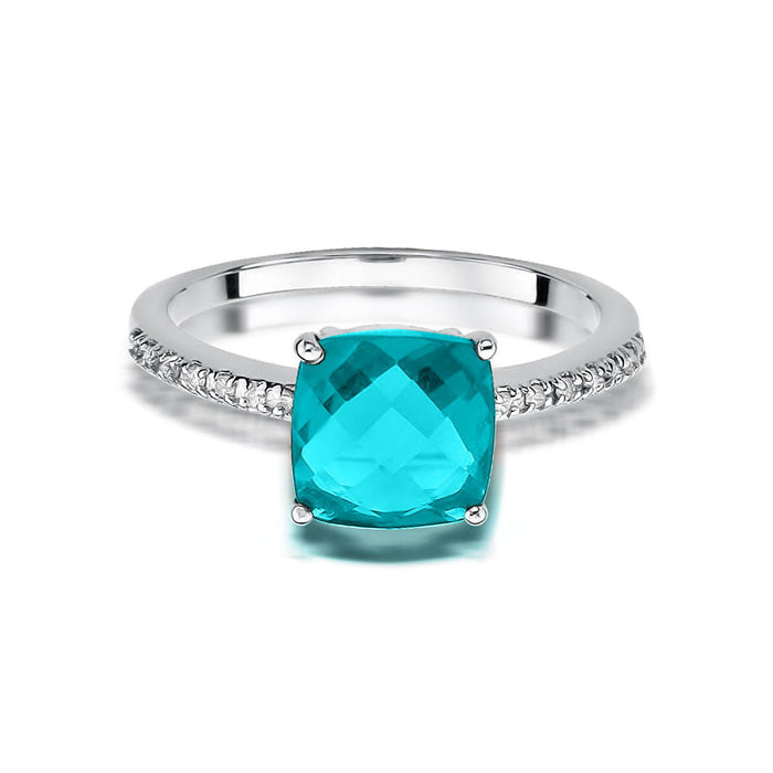 Inel Aur 14K cu Topaz 2.00 ct si Diamante Naturale 0.07 ct