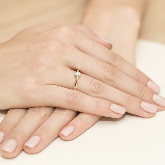 Inel Aur 14k cu Diamant Natural 0.12 ct