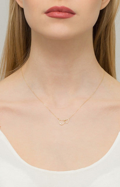 Lant Inimioare Aur 14k cu Diamante Naturale 0.0145 ct