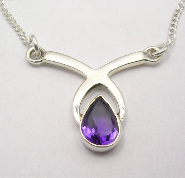Lantisor Argint 925 cu Ametist, 44.6 cm lungime