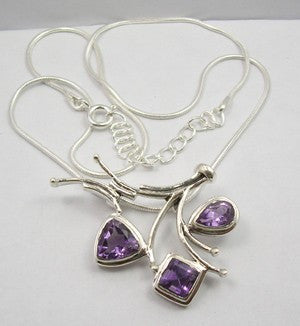 Colier Argint 925 cu Ametist 47 cm lungime