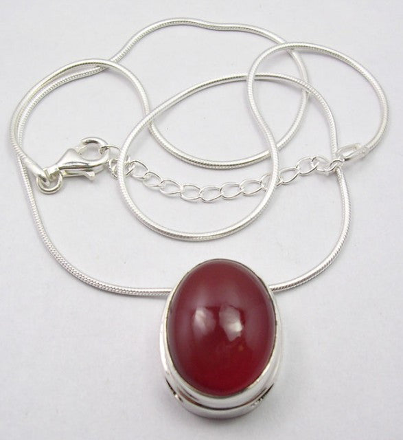 Lantisor Argint 925 cu Carnelian 46.5 cm lungime