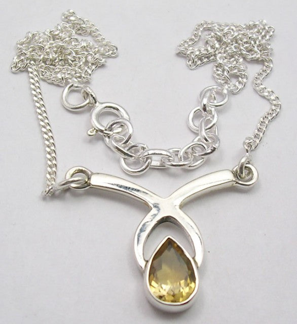 Lantisor Argint 925 cu Citrin 44.6 cm lungime