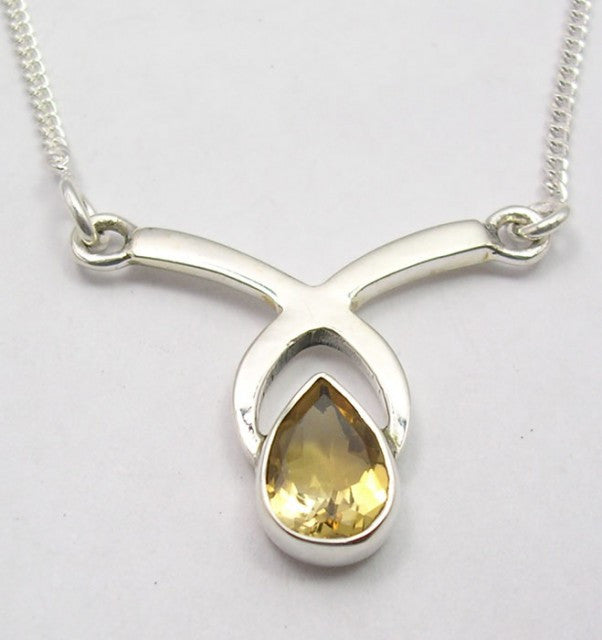 Lantisor Argint 925 cu Citrin 44.6 cm lungime