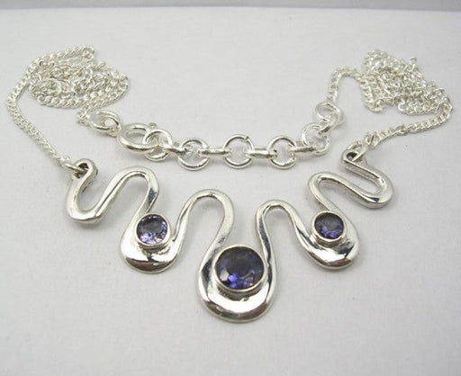 Lantisor Argint 925 cu Iolit 43.5 cm lungime