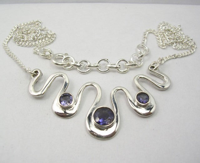 Lantisor Argint 925 cu Iolit 43.5 cm lungime