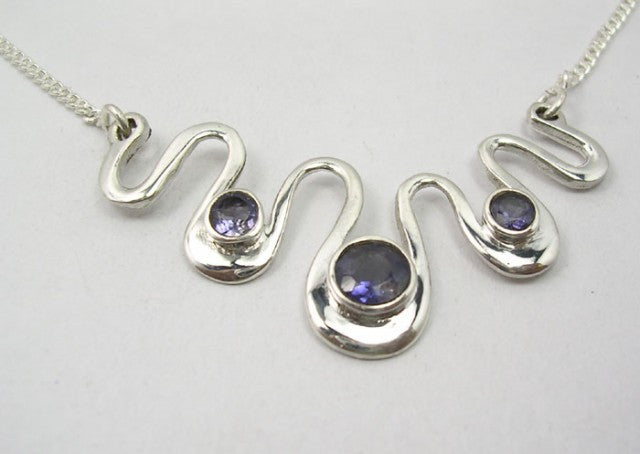 Lantisor Argint 925 cu Iolit 43.5 cm lungime