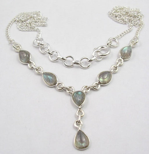 Lantisor Argint 925 cu Labradorit 47.5 cm lungime