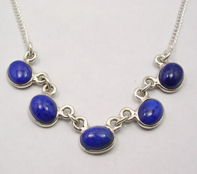 Lantisor Argint 925 cu Lapis Lazuli 42.6 cm lungime