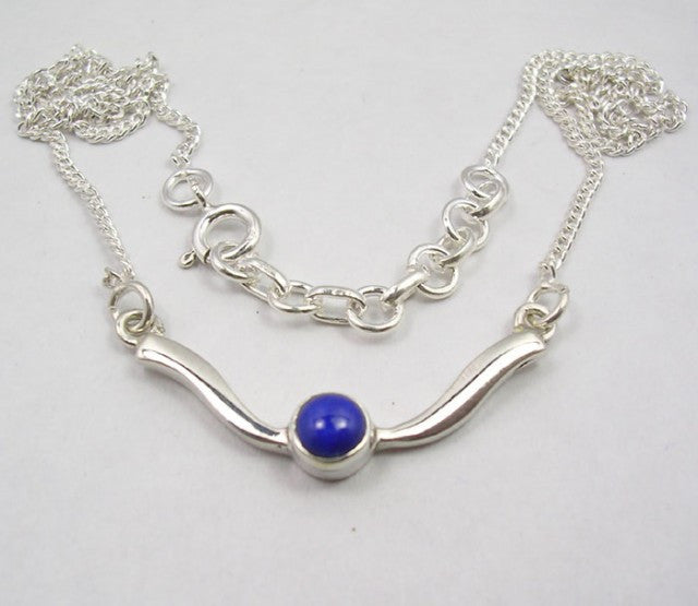 Lantisor Argint 925 cu Lapiz Lazuli 45 cm lungime
