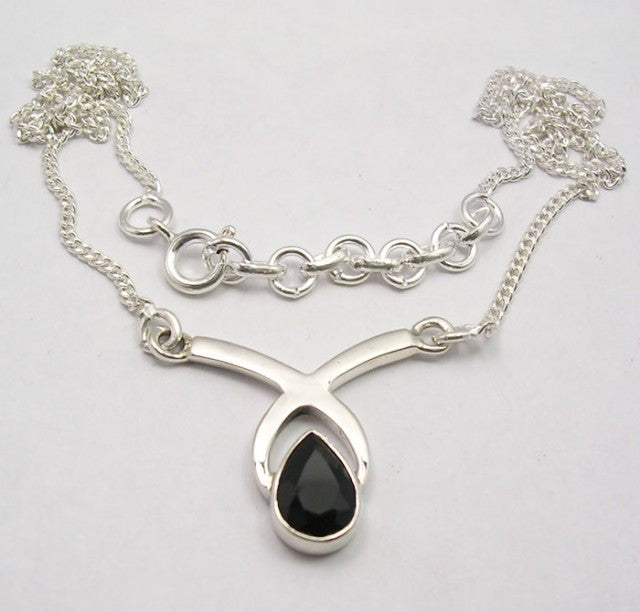 Lantisor Argint 925 cu Onix Negru 44.6 cm lungime