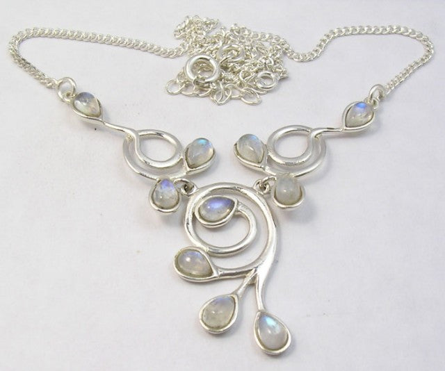 Lantisor Argint 925 cu Piatra Lunii 42,7 cm lungime